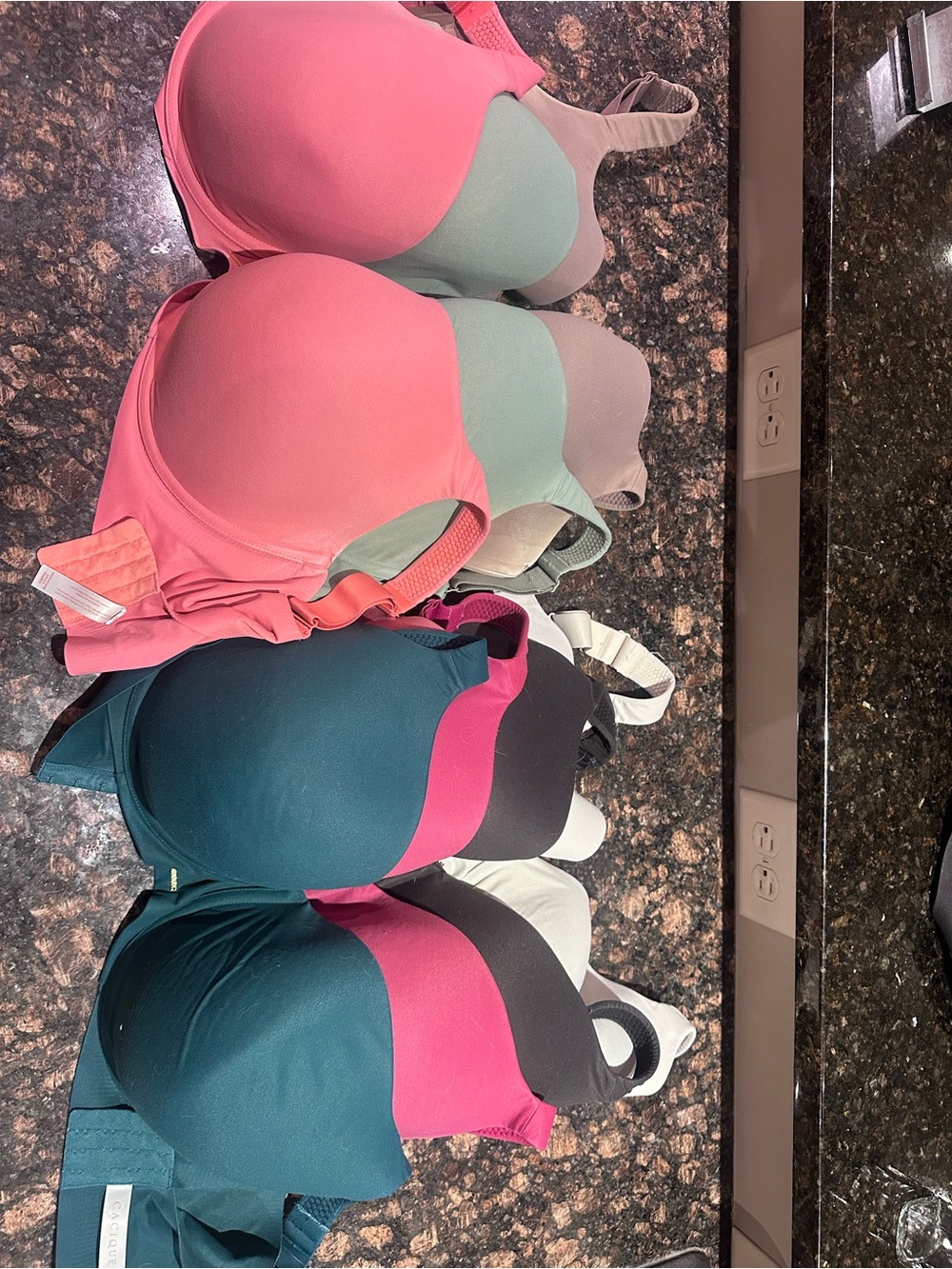 Three-Pack Smooth T-Shirt Bras - Pink, Mint & Taupe